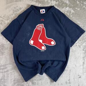 Boston Red Sox Majestic T Shirt Mens Small Navy Big Logo MLB Baseball Tee